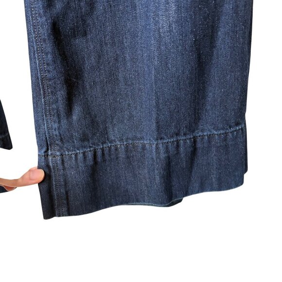 Loft Women's Modern Flare Dark Wash Envelope Pockets Cuffed Jeans Size 14 - Picture 6 of 14